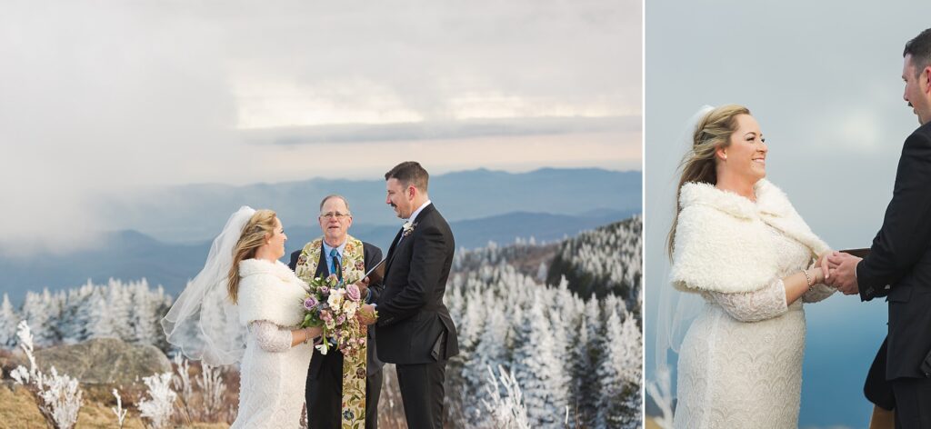 Winter mountain elopement