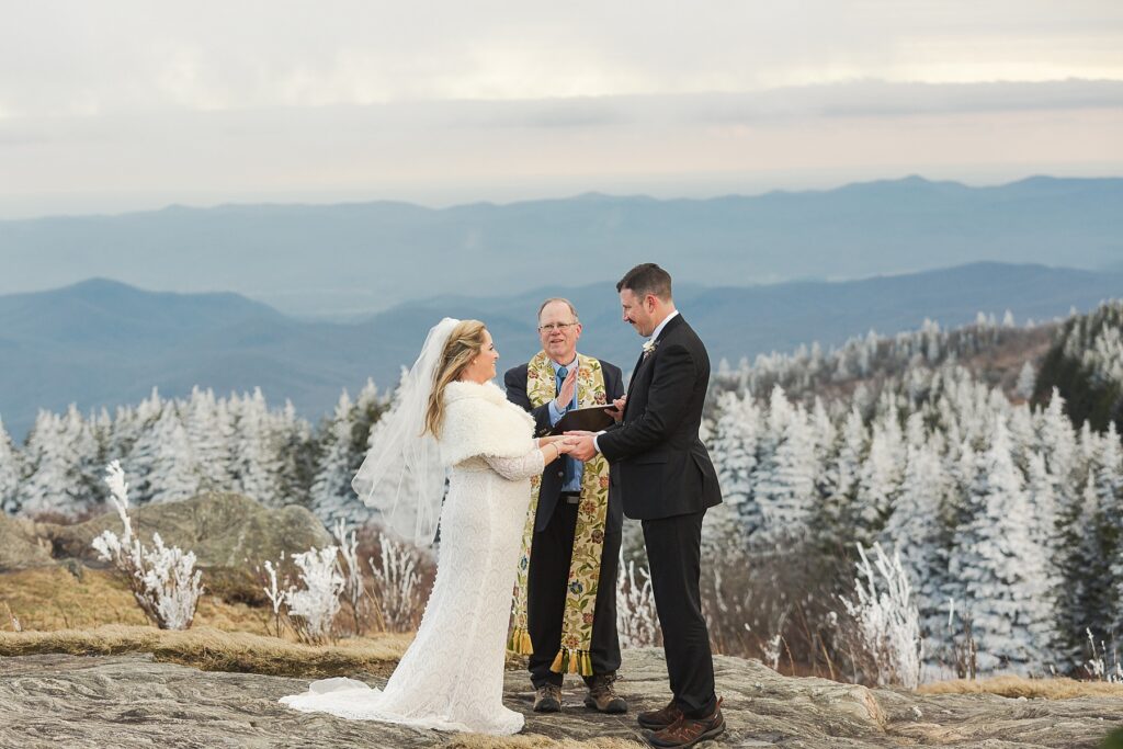 Winter mountain elopement