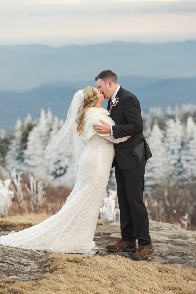 Winter mountain elopement