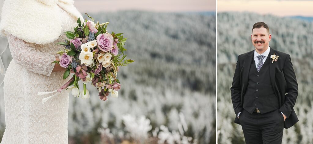 Winter mountain elopement