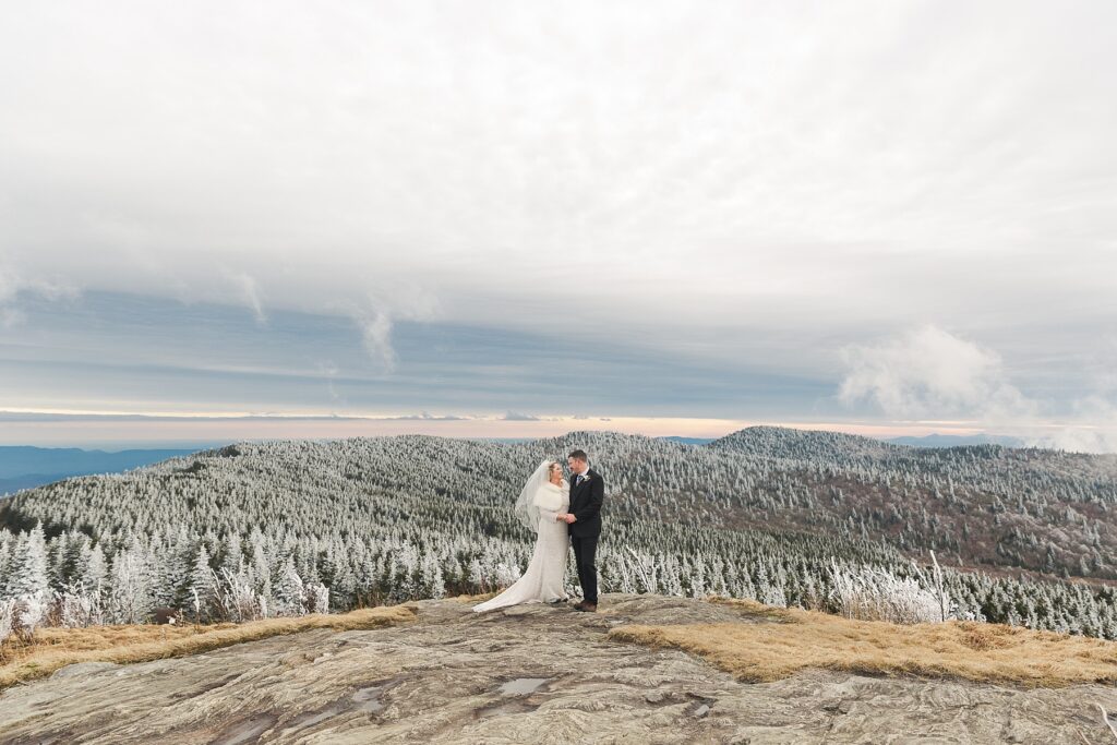 Winter mountain elopement