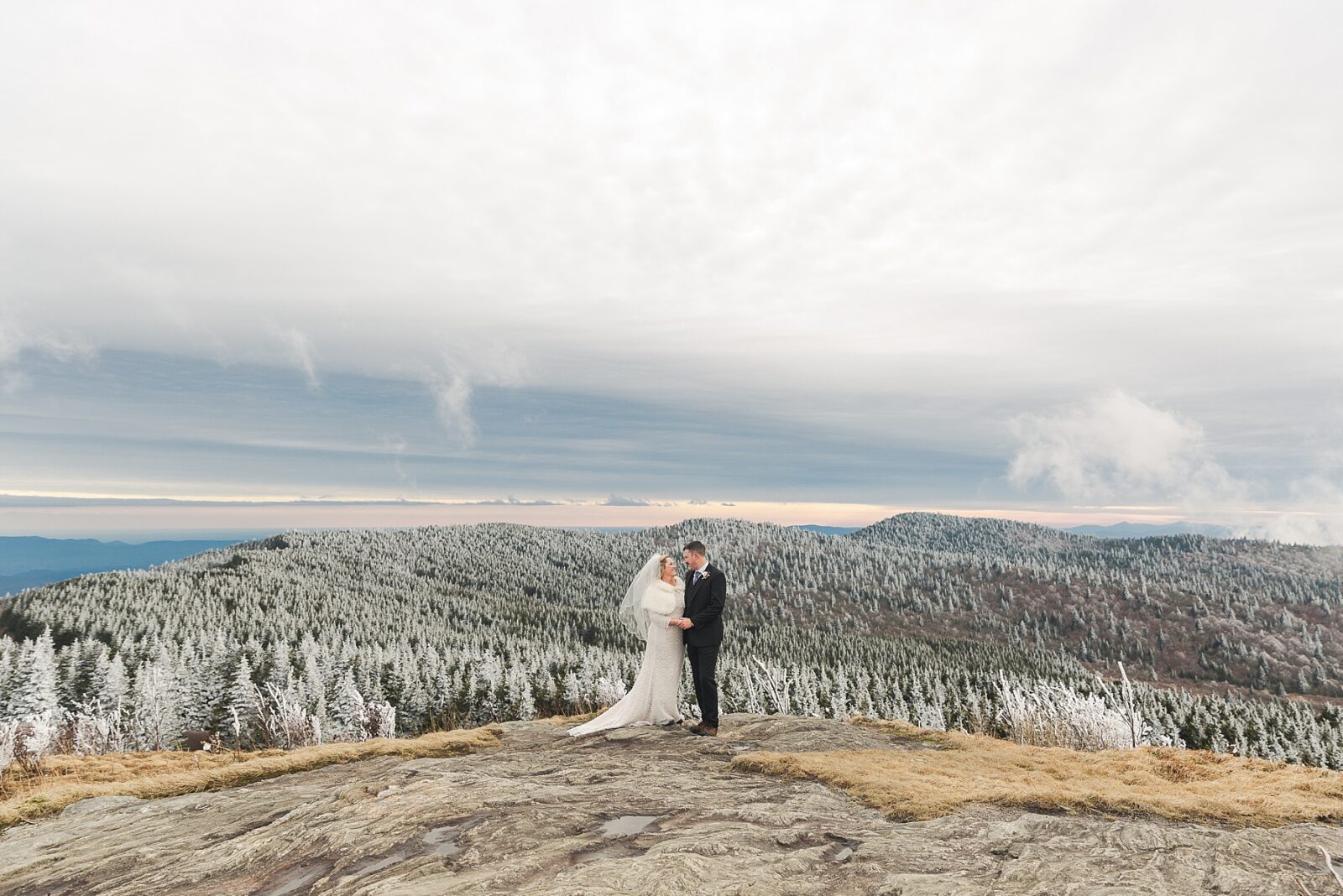 Winter mountain elopement