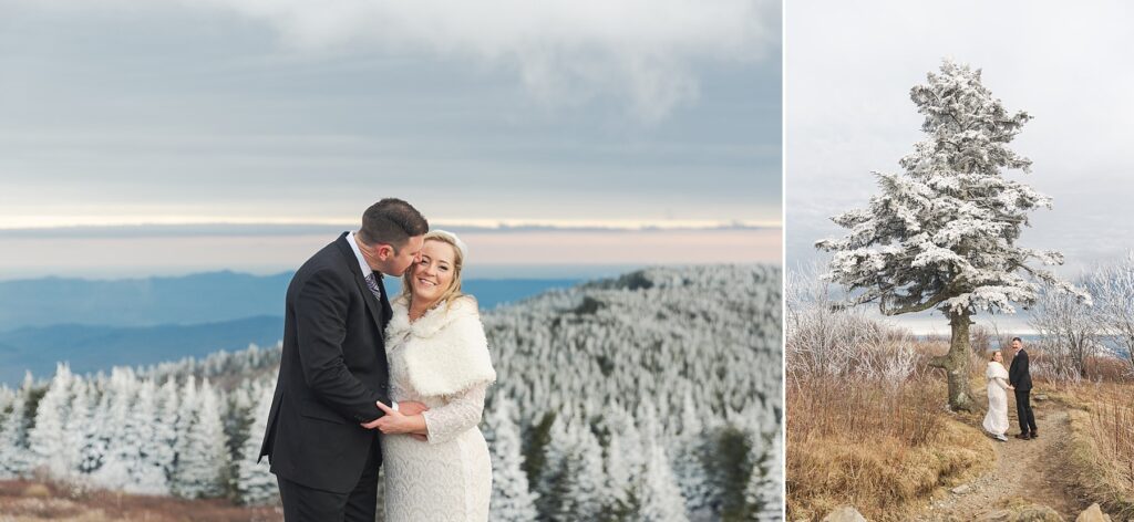 Winter mountain elopement