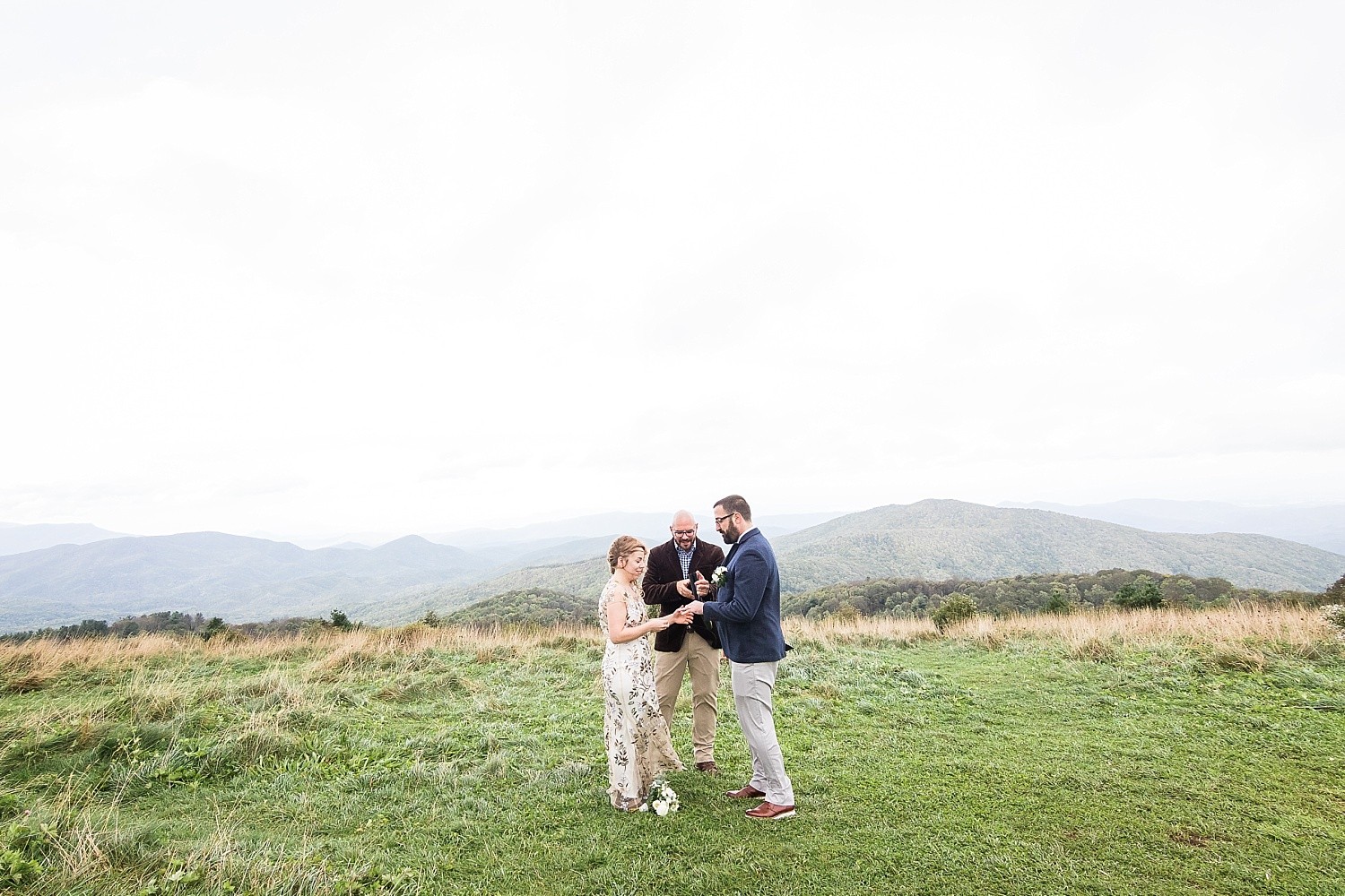 Windy fall mountain elopement