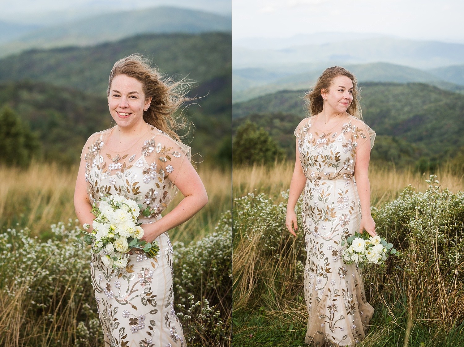 Windy fall mountain elopement