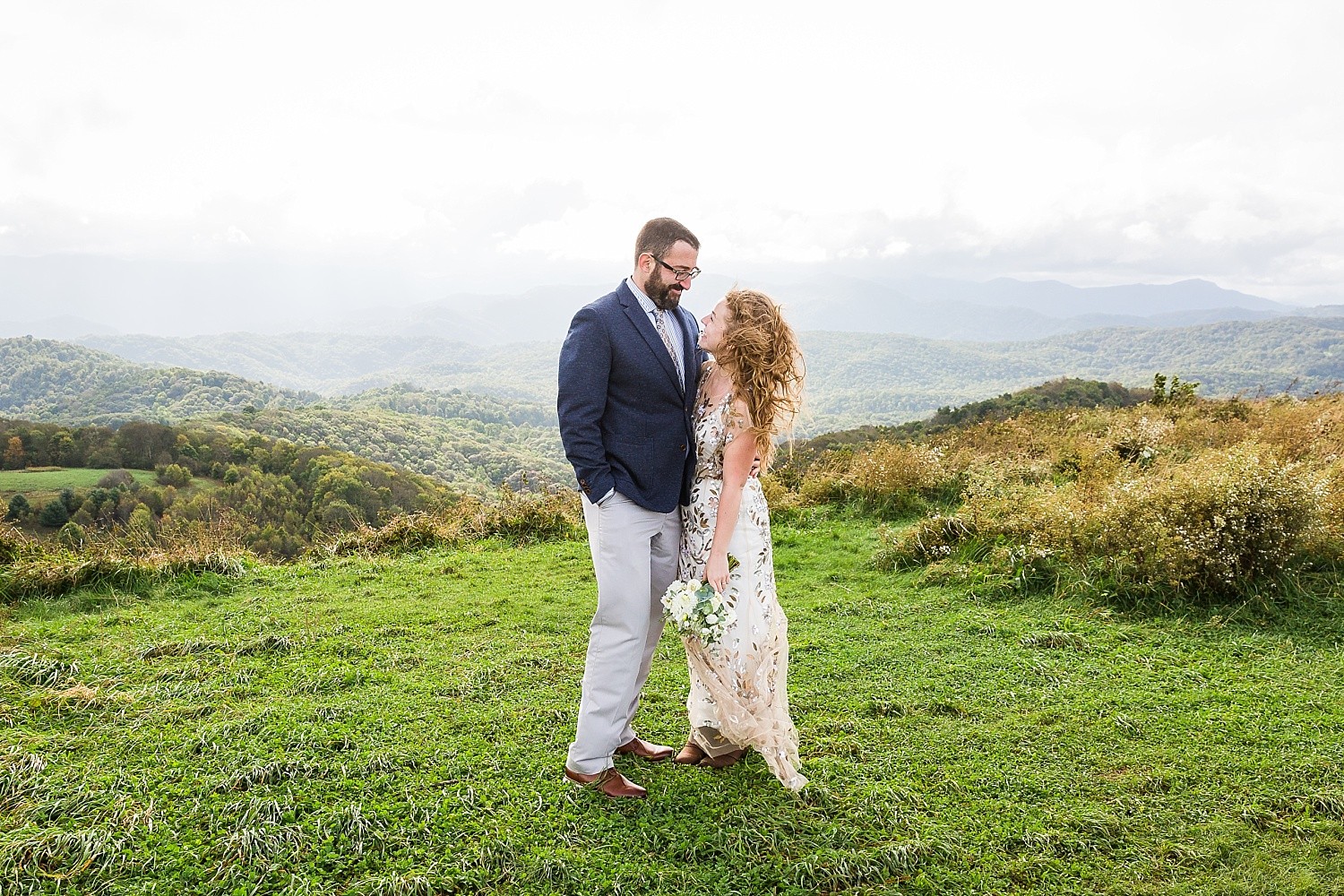 Windy fall mountain elopement