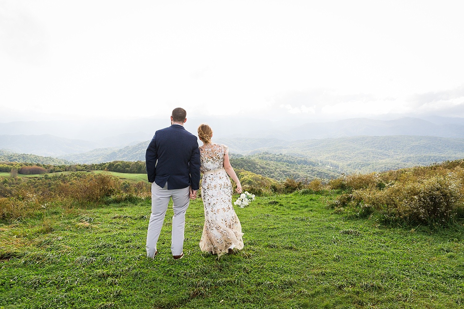 Windy fall mountain elopement