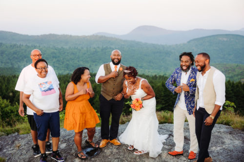 Celebrating your elopement with friends on a mountaintop