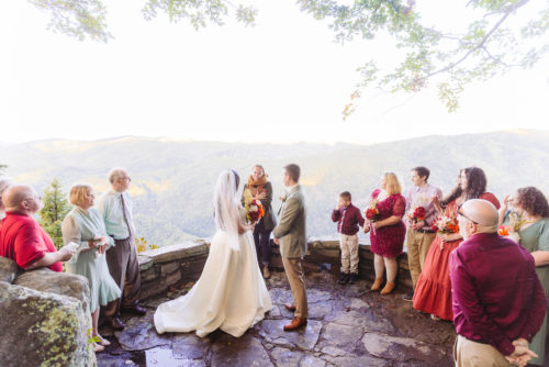 Friends and Family watch elopement ceremony at Overlook 