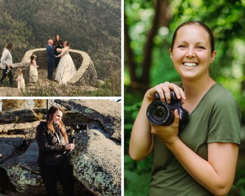 Behind the scenes photos of photographers at elopements