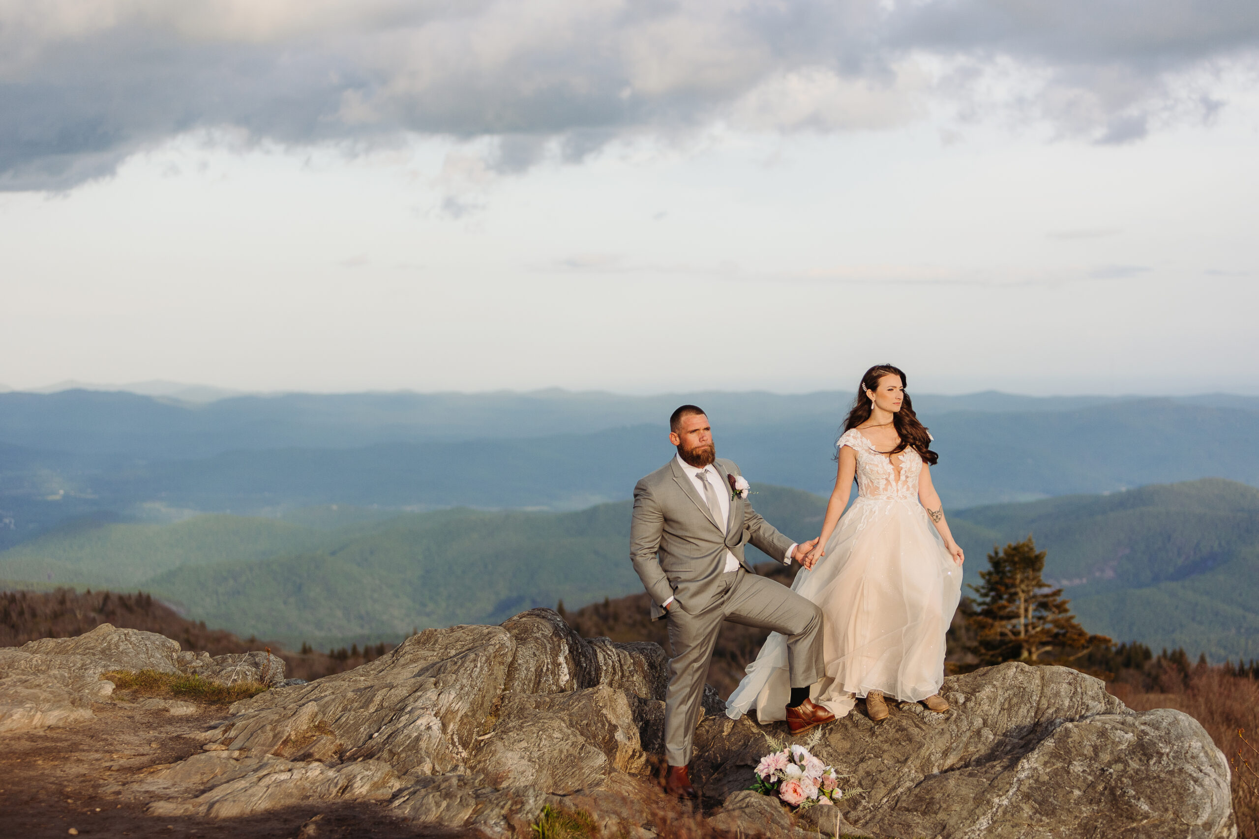 Asheville Elopement Photography_ Couple Gazes Mountaintop Photos ...