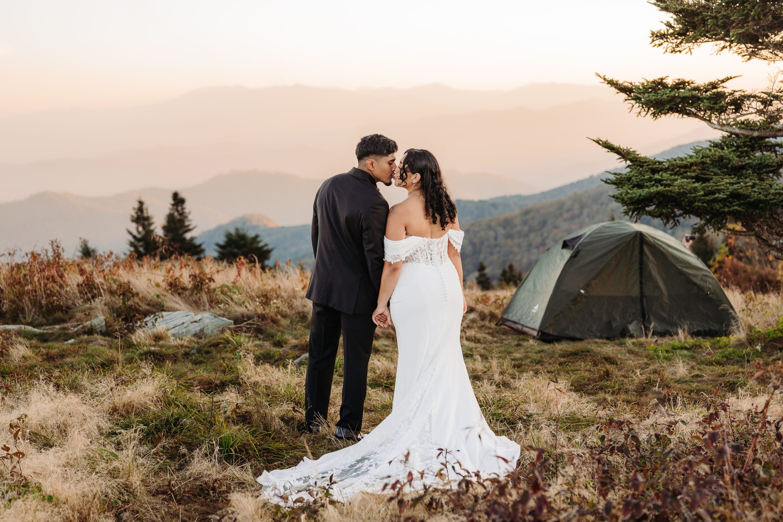 Camping on the Mountaintop after their elopement