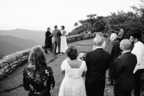 Elopement with guests at Blue Ridge Parkway elopement overlook