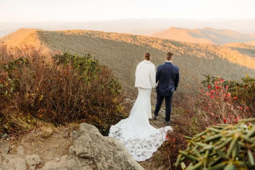 Sunset Blue Ridge Parkway elopement ceremony