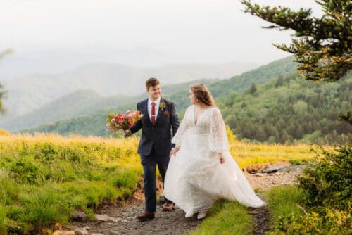 Asheville June elopement in the Blue Ridge Mountains with lush green mountain views