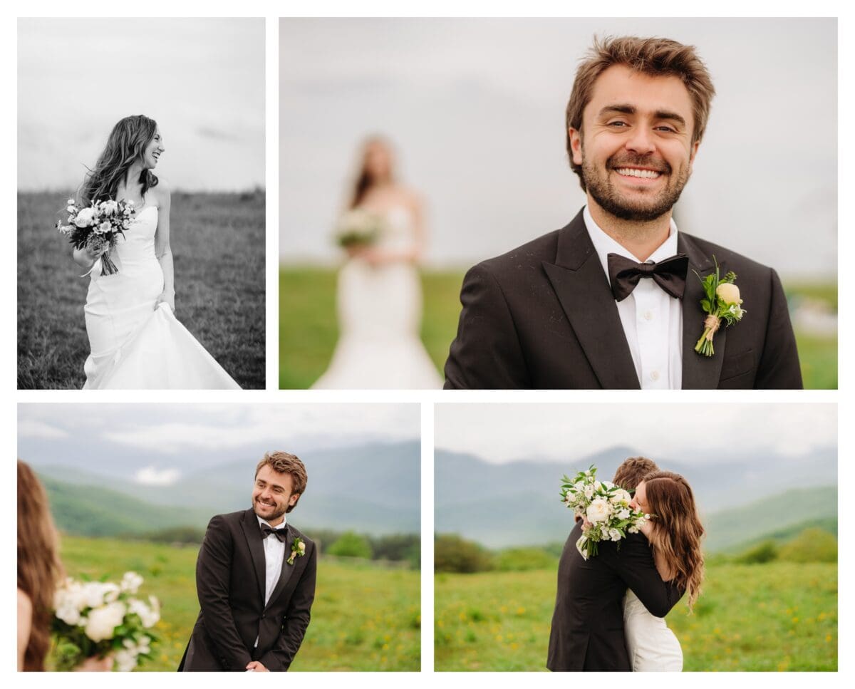 Bride and groom sharing a first look at Max Patch