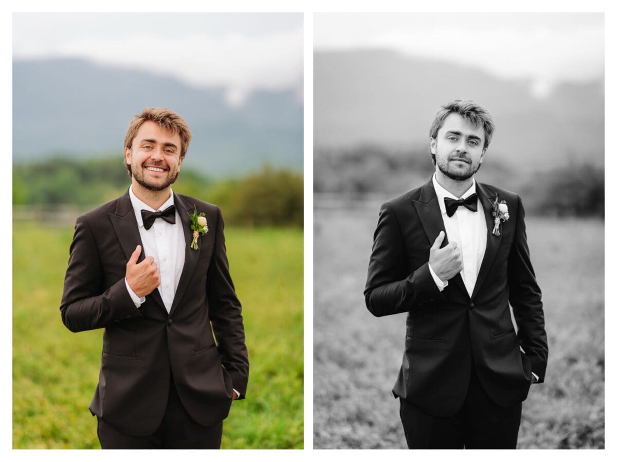 Groom portrait at Max Patch during a spring North Carolina elopement